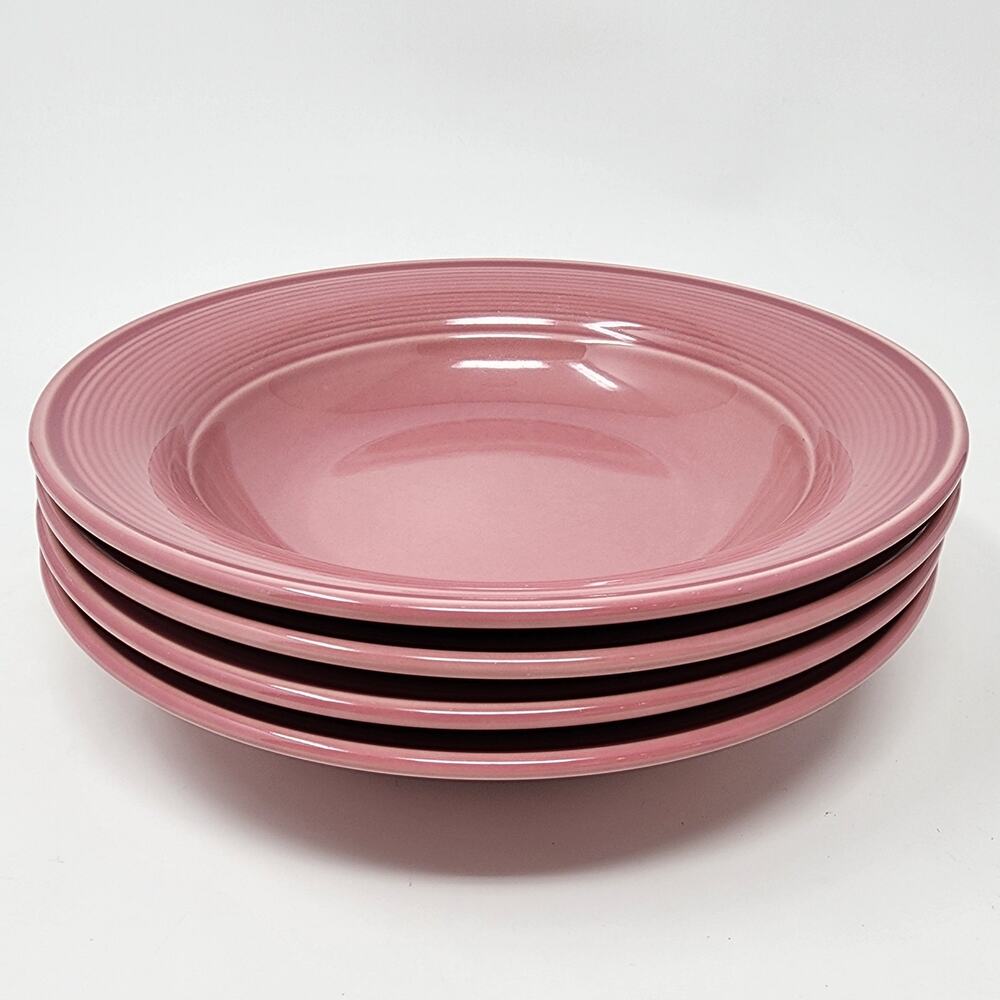 Nancy Calhoun Soup Bowls Set of 4 Solid Dark Rose Pink VTG Stoneware Japan EUC